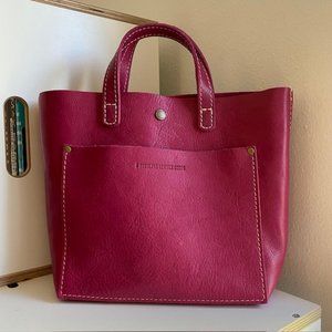 Portland Leather Goods Mini Crossbody Tote in Hibiscus